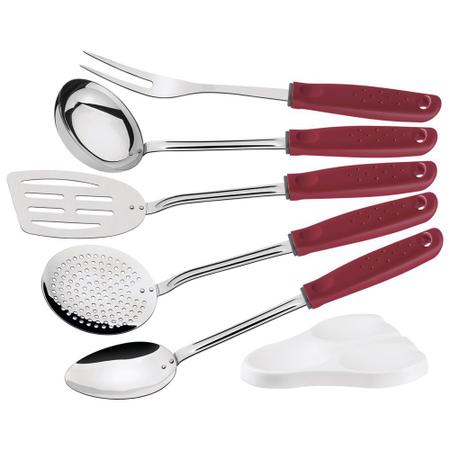 Kit de Utensílios Sortidos Lyon 360 6 Peças Vermelho Tramontina - Conjunto  de Utensílios - Magazine Luiza