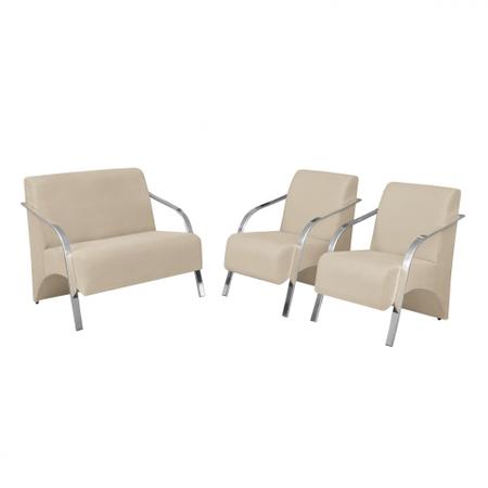 Conjunto Vênus Braço Alumínio D Salla 2 Poltronas de 1 Lugar e 1 de 2 Lugares Suede Imagem de Conjunto Vênus Braço Alumínio D Salla 2 Poltronas de 1 Lugar e 1 de 2 Lugares Suede