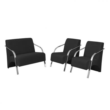 Conjunto Vênus Braço Alumínio D Salla 2 Poltronas de 1 Lugar e 1 de 2 Lugares Suede Imagem de Conjunto Vênus Braço Alumínio D Salla 2 Poltronas de 1 Lugar e 1 de 2 Lugares Suede