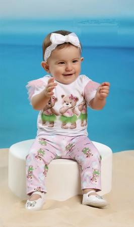 Imagem de Conjunto Verão Blusa + Calça Bebê Menina Lessa Kids 8799