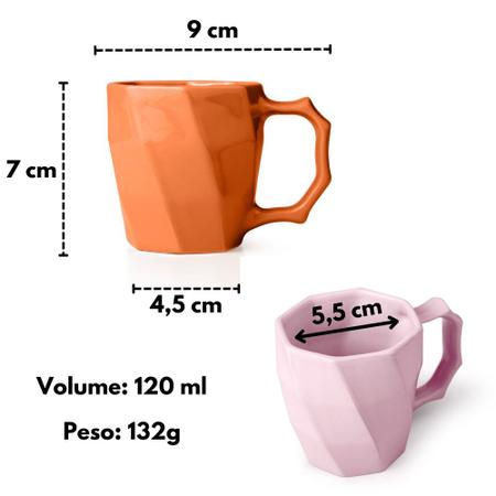 Imagem de Conjunto Xícara de Café Canequinha Cerâmica 120ml Coloridas Cores Diversas