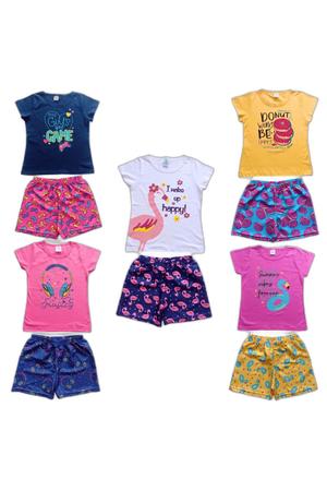 Imagem de Conjuntos Infantis Menina  Kit 10 peças  Blusas Shorts 1 ao 10