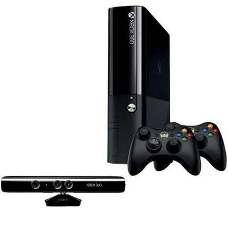 Console Xbox 360 Slim + 2 Controles + Kinect + 5 Jogos