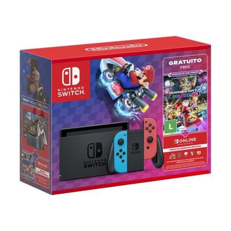 Imagem de Console Nintendo Switch Azul e Vermelho com Mario Kart 8