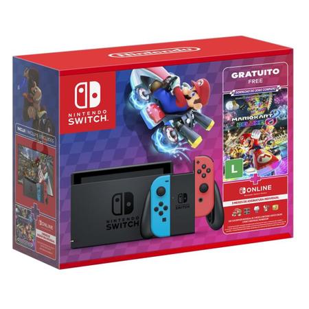 Nintendo Switch 32GB 1 Par Joy-con + Mario Kart 8 - Deluxe + 3 Meses de Nintendo  Online - Console Nintendo Switch - Magazine Luiza