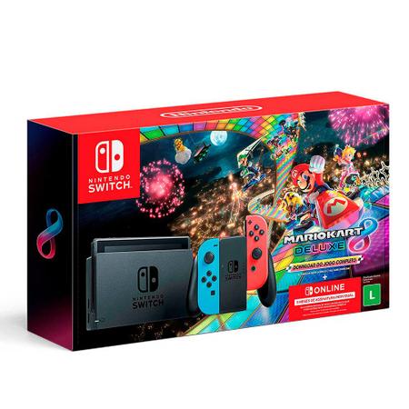 Nintendo Switch 32GB Mario Kart 8 Deluxe cor vermelho-néon, azul-néon e  preto