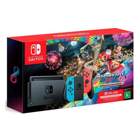 Imagem de Console Nintendo Switch Neon com Mario Kart 8 Deluxe e 3 meses de assinatura - Produto Original