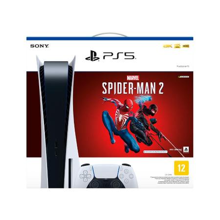 Imagem de Console Playstation 5 Sony, SSD 825GB, Controle sem fio DualSense, Com Mídia Física + Jogo Marvel's Spider-Man 2 - 1000037788