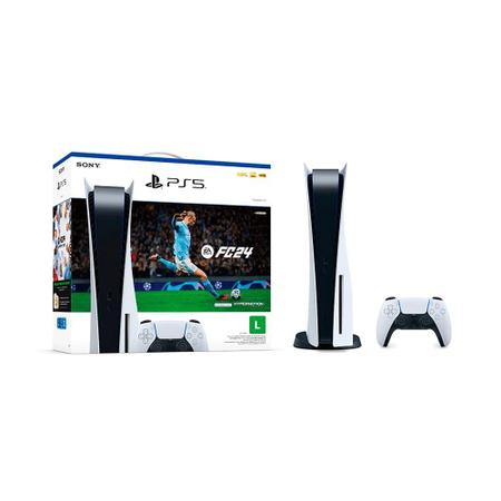 Imagem de Console Sony PlayStation 5 + EA Sports FC 24 825GB 4K Saída 120Hz e 8K Tempest 3D Audio Tech