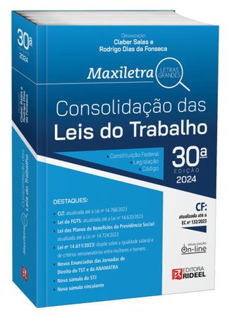 Imagem de Consolidação das Leis do Trabalho - Maxiletra - CLT 2024 Rideel