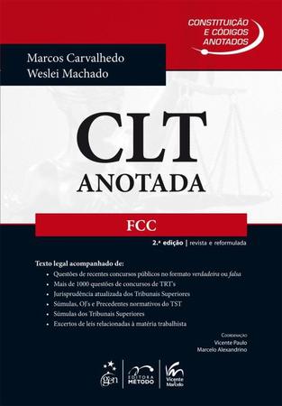 Imagem de CONSTITUICOES E CODIGO ANOTADOS - CLT ANOTADA - FCC - 2ª EDICAO
