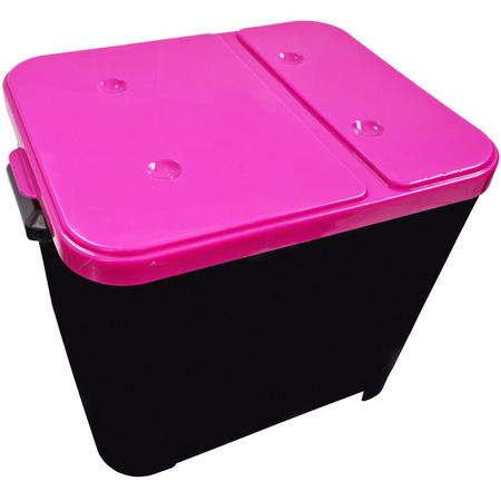 Imagem de Container Porta Ração Canister Plástico com Tampa Rosa Protege Conserva Furacão Pet 15 Kg