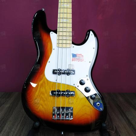 Imagem de Contra Baixo 4 Cordas Jazz Bass SX SJB75 Sunburst com Escudo Branco - SX