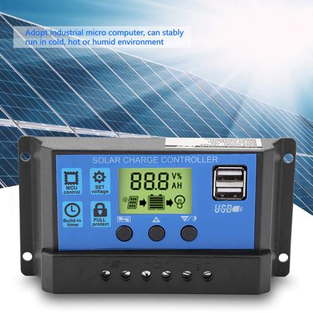 Imagem de Controlador de carga solar Walfront PWM 12V/24V 10/20/30A