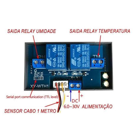 Imagem de Controlador de Temperatura e Umidade 2 Saídas 10A XY-WTH1