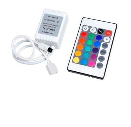 Imagem de Controlador Fita Led Rgb 5050 3528 Controle Remoto 24 Teclas