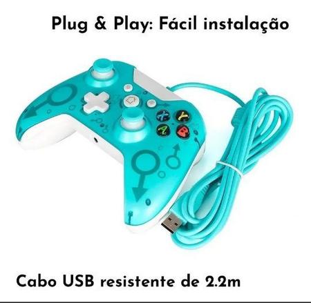 Imagem de Controle compativel com Xbox One E Pc Com Fio Gamepad Manete Joystick Verde Agua