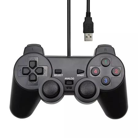 Imagem de Controle De Ps2 C/ Fio Usb E Analogico P/Pc Retro Game Shinka