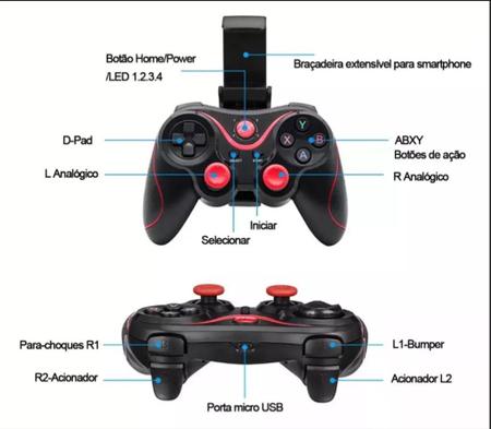 Imagem de Controle GamePad Joystick Compatível Pc Celular Android ios Tabled Sem Fio Bluetooth Wireles