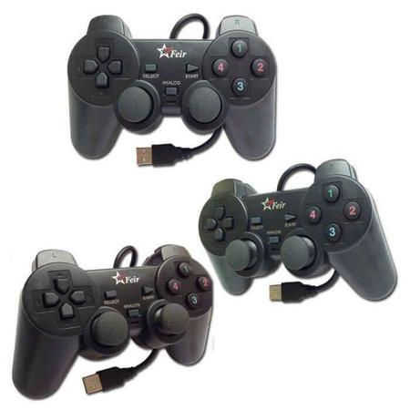 Controle Usb Joystick Preto Dual Shock Pc Computador PS2 Game - Compre Já  Fácil - Controle para PC - Magazine Luiza