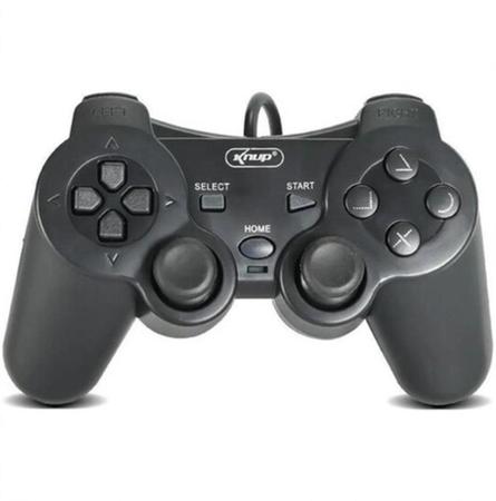 Imagem de Controle Joystick Dual Shock Usb Pc Cabo 1,5M Knup - Knup Importacao