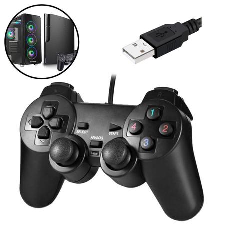 Controlador de jogos com fio, Joystick Gamepad com controle de jogo de PC  de vibração dupla compatível com PS3, Switch, Windows 10/8/7 PC, laptop, TV  Box, telefones celulares Android, cabo USB de