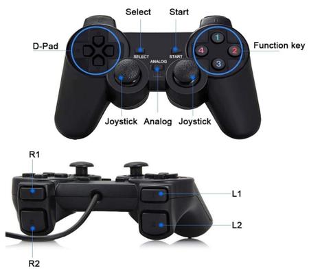 Controle Joystick USB para Computador PC Gamer PS2 e PS3 Dualshock - Feir -  Controle para PC - Magazine Luiza