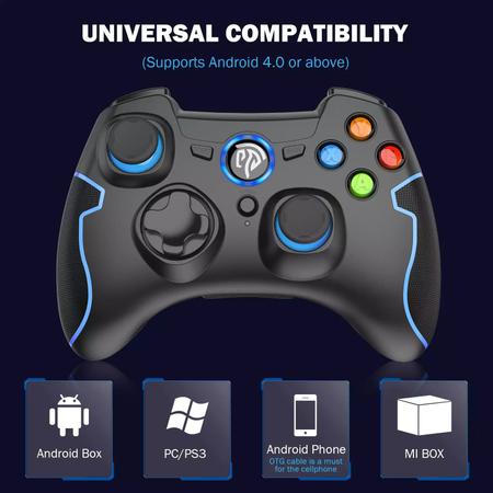 EasySMX Controle de jogos sem fio, joystick para PC com turbo de vibração  dupla e botões de gatilho para Windows/Android/PS3/TV Box (preto e cinza) :  : Eletrônicos