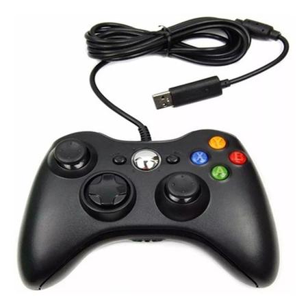 Imagem de Controle Manete Compatível com Console Xbox 360 Slim X360 e Pc/Computador Joystick Com Fio USB - Preto