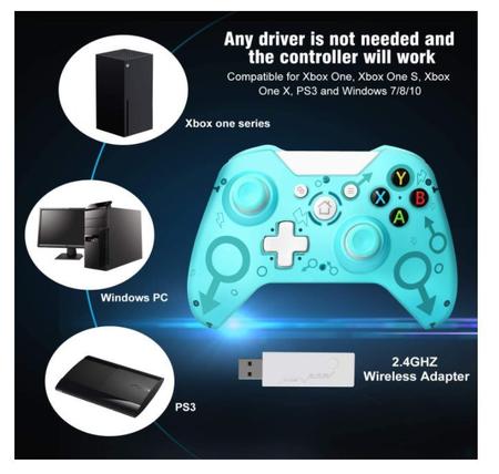 Gamepad sem fio para Xbox One, PC Joystick, Windows 7, 8, 10, Controlador  de jogos para console PS3, 2.4G - AliExpress