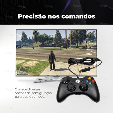 Imagem de Controle Manete Joystick Para Console Xbox 360 Pc Slim Notebook Com Fio Cabo 2 metros Usb Plug and Play