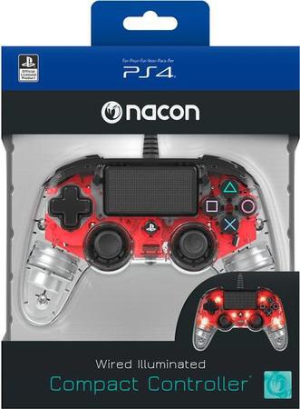 Imagem de Controle Nacon Wired Illuminated Compact Controller Red (Com fio, Iluminado, Vermelho) - PS4 e PC
