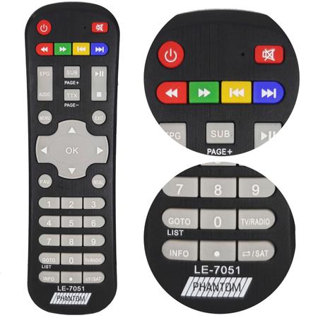 Imagem de Controle remoto compativel com receptor CS1 Phantom TV com pilhas