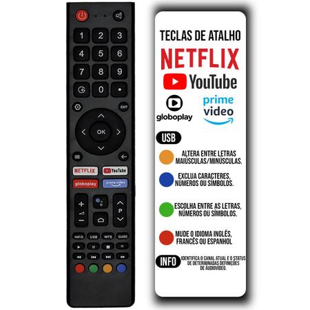 Imagem de Controle Remoto Compativel com Tv Philco Netflix, YouTube, Globo Play e Prime Vídeo  
