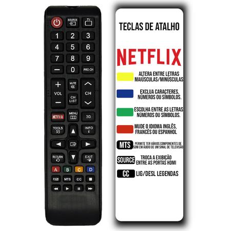 Controle Remoto Tv Samsung 4k Com Botões de Atalho Netflix  em  Promoção na Americanas