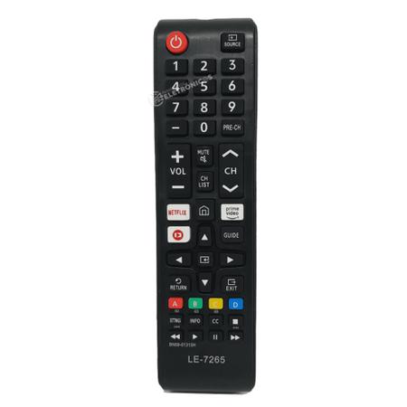 Imagem de Controle Remoto Compatível P/ Smart TV Samsung Teclas Netflix, Prime Vídeo, Home e Globoplay LE7265