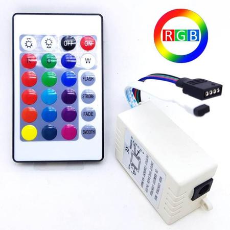 Imagem de Controle Remoto RGB 24 Controlador de LED Liga Desliga Para Fita LED Iluminação 12v TB0506
