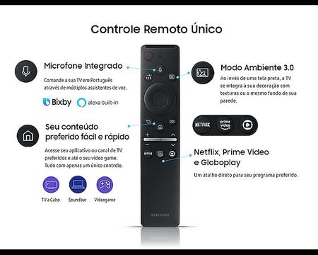 Imagem de Controle Remoto Samsung Smart TV Crystal UHD TU8000 75” 4K 2020 UN75TU8000GXZD