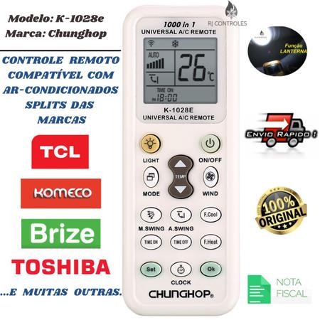 Imagem de Controle Remoto Universal para Ar Condicionado Komeco Brize TCL Toshiba