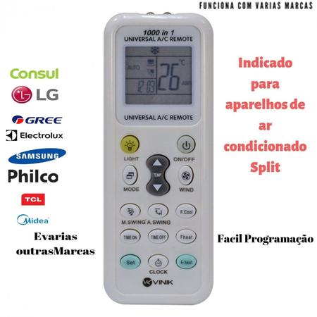 CONTROLE REMOTO UNIVERSAL PARA AR CONDICIONADO CONSUL GREE HITACHI