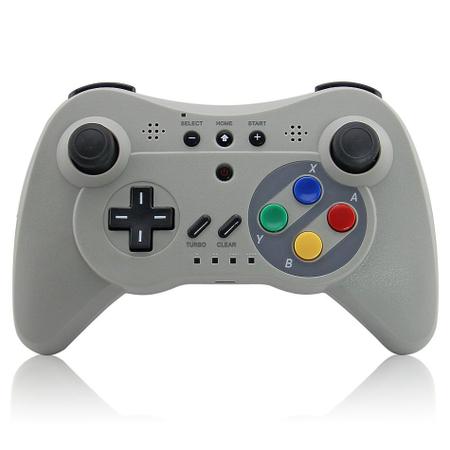 Controle Sem Fio Nintendo Wii U Pro Turbo Bluetooth Cinza