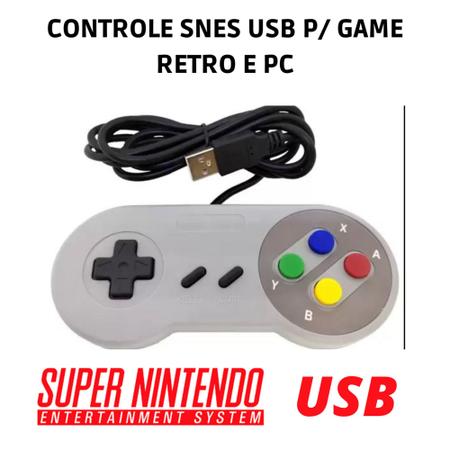 Controle Usb Super Nintendo Snes Para Computador Pc Mac Emulador - Botões  Colorido - TechBrasil