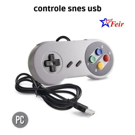 Controle Usb Super Nintendo Snes Compatível Com Computador Pc Mac Emulador  - Botões Roxo - TechBrasil - Controle para PC - Magazine Luiza