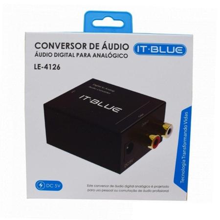 Imagem de Conversor Digital para analógico RCA converte Áudio Optico Toslink Coaxial para R/L - IT-BLUE