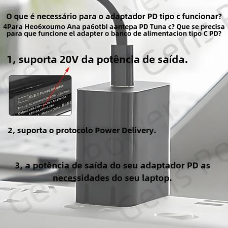 Imagem de Conversor Universal De Carregador Para Laptop 100w Pd Tipo C Para Asus Lenovo Hp Dell Acer Samsung