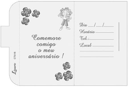 Imagem de Convite Aniversário 10un (10x6,5cm) CT-018 Litoarte