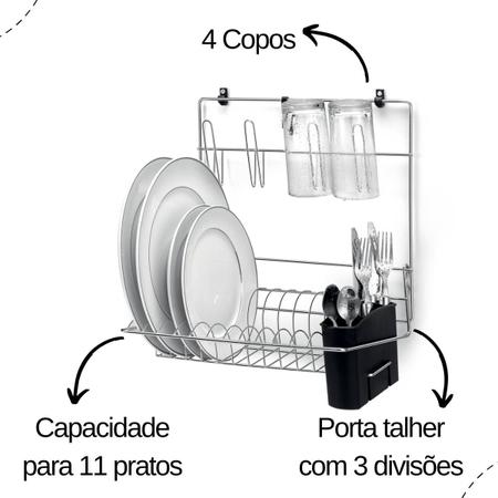 Imagem de Cook Home Secadora De louça Pratos e Talheres Escorredor para Pia Cozinha