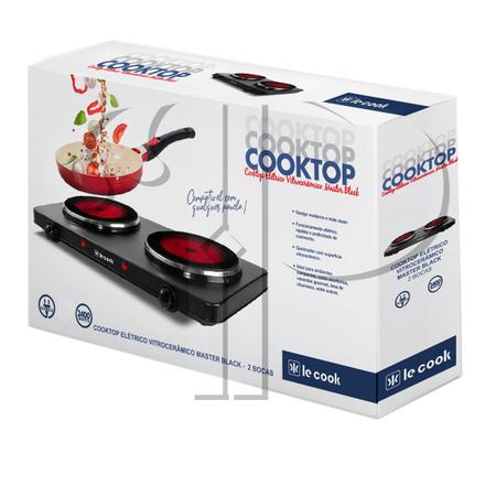 Imagem de Cooktop 2 Bocas Vitrocerâmico Elétrico Master Black Le Cook Lançamento