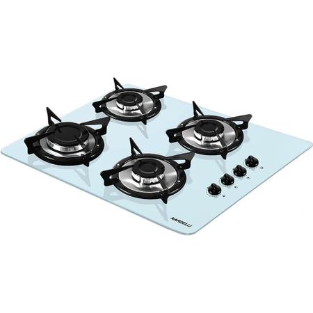 Imagem de Cooktop 4 Bocas á Gás NV4 Vidro Inox Nardelli Branco