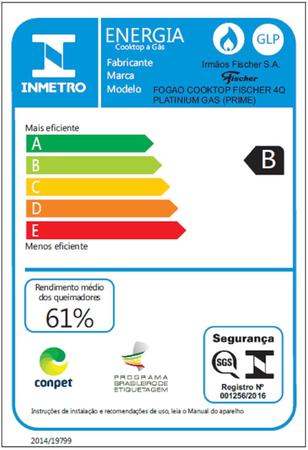 Imagem de Cooktop 4 Bocas à Gás Platinium Prime Bivolt Escovado Fischer